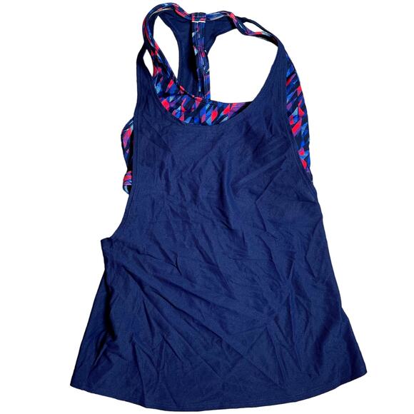 TYR Medium Support Polar Harper 2n1 Tankini Swim Top Blue Red Small 4/6  SAMPLE - Picture 2 of 7